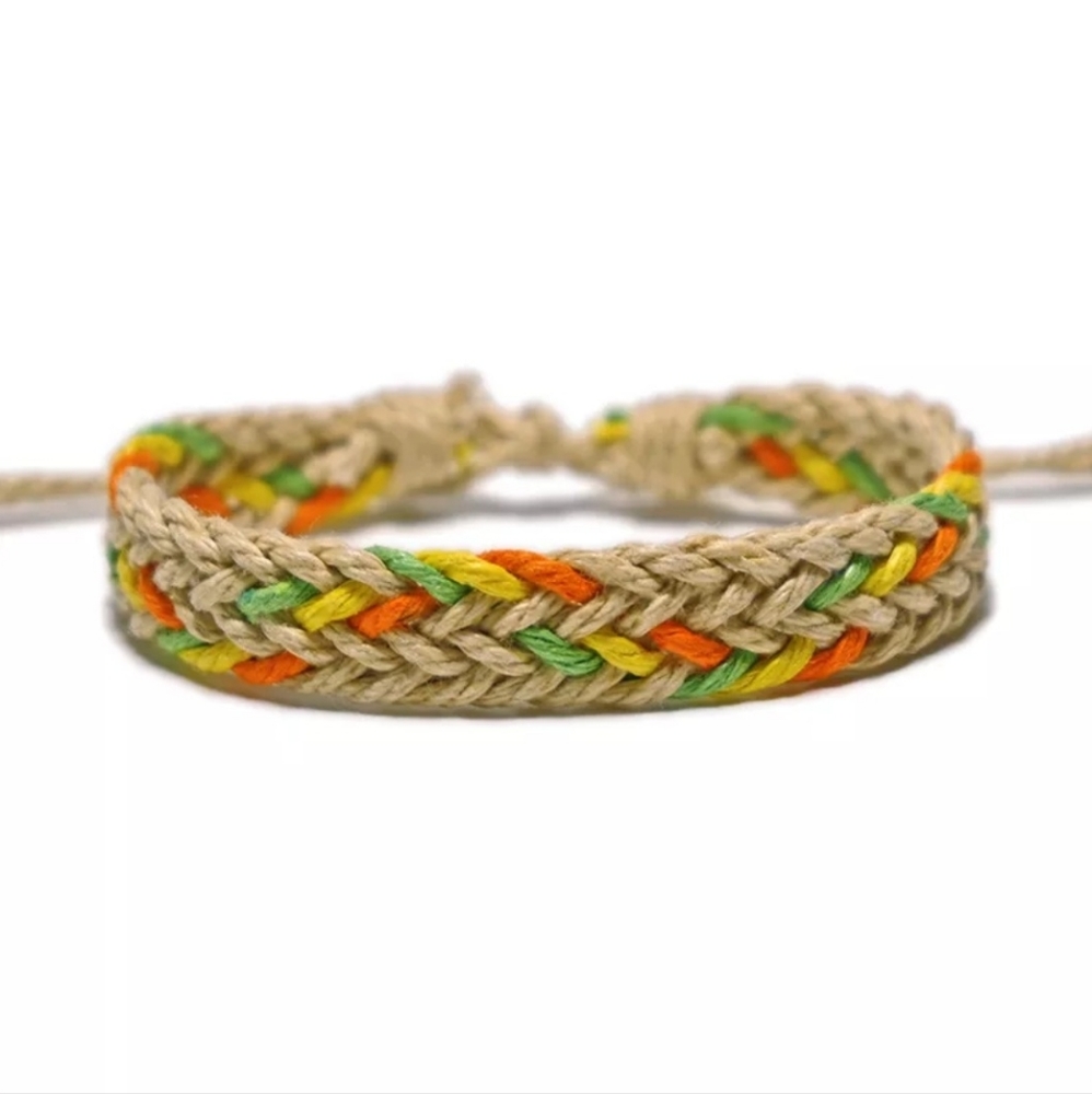 2 x 12 Boho Woven Colorful Bracelet for Men or Women Adjustable.